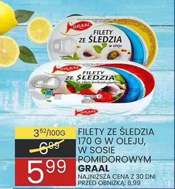 Filety ze śledzia 170g w oleju, z pomidorowym sosem promocja w Wafelek