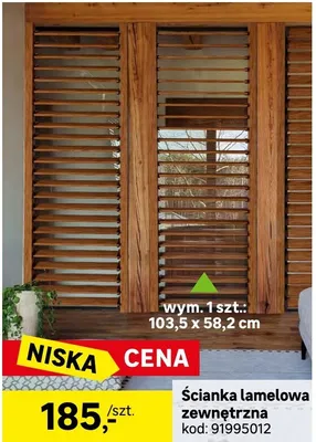 Ścianka lamelowa zewnętrzna wym. 103,5x58,2cm kod: 91995012 promocja w Leroy Merlin