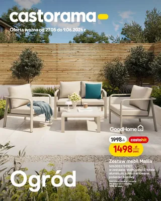 Zestaw mebli GoodHome Mallia stolik sofa i 2 fotele aluminium szkło hartowane poliester beżowy promocja w Castorama