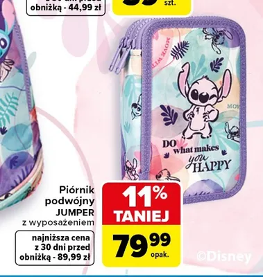 Piórnik podwójny CoolPack JUMPER z wyposażeniem Stitch promocja w Carrefour