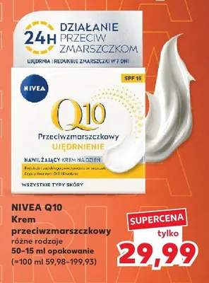 Krem przeciwzmarszczkowy Nivea Q10 24H działanie przeciw zmarszczkom różne rodzaje promocja w Kaufland