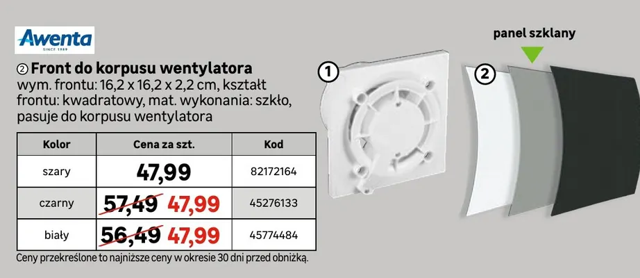 Front do korpusu wentylatora biały Awenta promocja w Leroy Merlin
