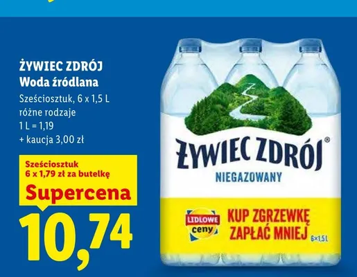 Woda źródlana Żywiec Zdrój niegazowana 6-pak promocja w Lidl