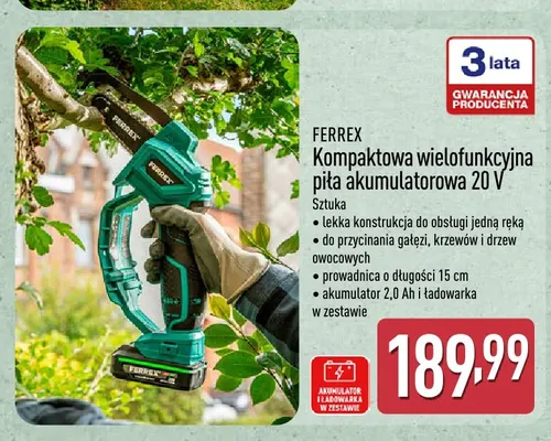 Kompaktowa wielofunkcyjna piła akumulatorowa Ferrex promocja w Aldi