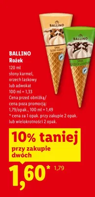Lody rożek Ballino orzech laskowy promocja w Lidl