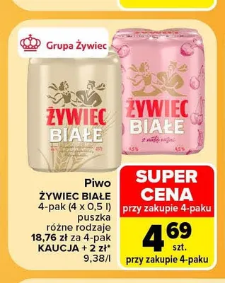 Piwo Żywiec Białe z nutą marakui 4-pak promocja w Carrefour Market