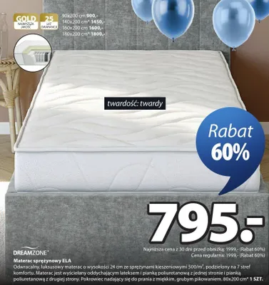 Materac sprężynowy Ela odwracalny luksusowy materac o wysokości 24cm promocja w Jysk