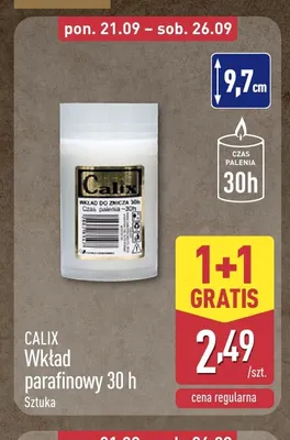 Wkład parafinowy 30 h Calix promocja w Aldi