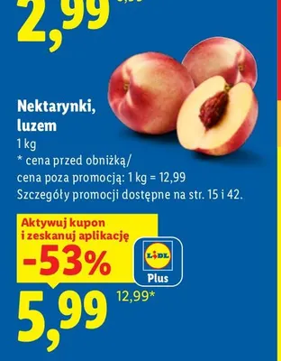 Nektarynki luzem promocja w Lidl