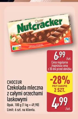 Czekolada mleczna z całymi orzechami laskowymi Choceur promocja w Aldi