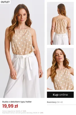 Bluzka z dekoltem typu halter promocja w Top Secret