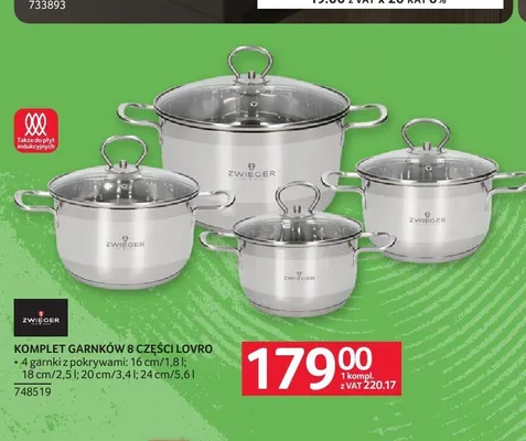 Komplet garnków 8 części Lovro Zwieger promocja w Selgros