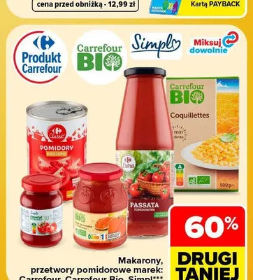 Makarony, przetwory pomidorowe marek Carrefour, Carrefour Bio, Simpl promocja w Carrefour