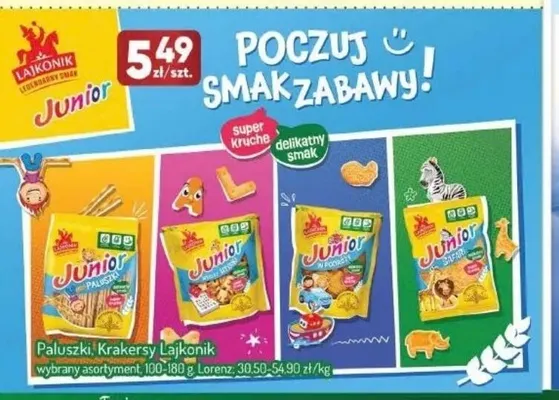 Krakersy Lajkonik Junior Literki promocja w Avita