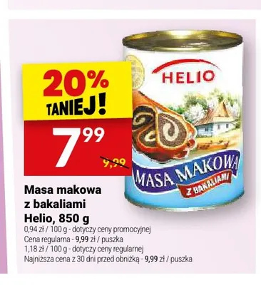 Masa makowa z bakaliami Helio promocja w Twój Market