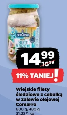 Wiejskie filety śledziowe z cebulką w zalewie olejowej Corsarro promocja w Netto