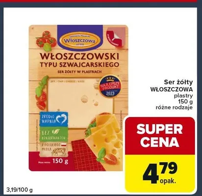 Ser żółty Włoszczowski typu szwajcarskiego plastry promocja w Globi