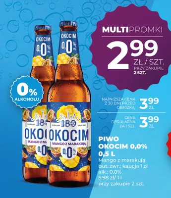 Piwo bezalkoholowe Okocim 0,0% Mango z marakują promocja w Duży Ben