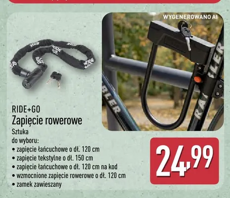 Zapięcie rowerowe łańcuchowe o dł. 120 cm Ride+Go promocja w Aldi