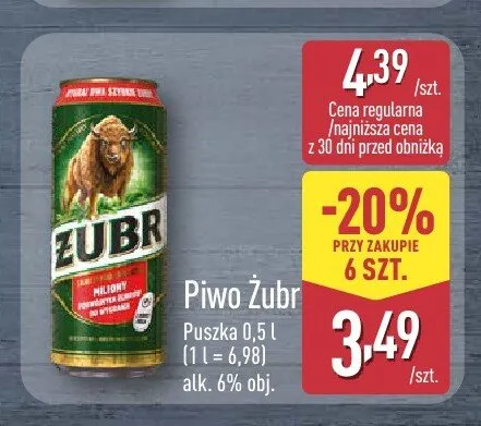 Piwo Żubr promocja w Aldi
