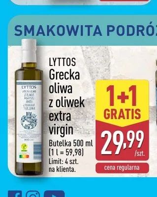 Grecka oliwa z oliwek extra virgin Lyttos promocja w Aldi
