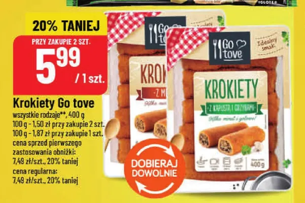 Krokiety z kapustą i grzybami Go Tove promocja w POLOmarket