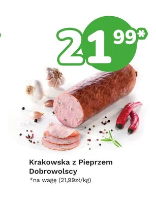 Kiełbasa krakowska z pieprzem Dobrowolscy promocja w Limonka