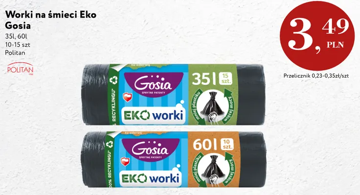 Worki na śmieci Eko 60 l Gosia promocja w Market Point
