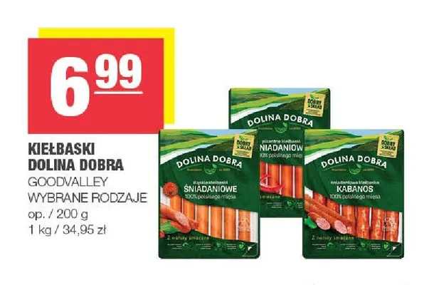 Kiełbaski kabanos Dolina Dobra promocja w SPAR