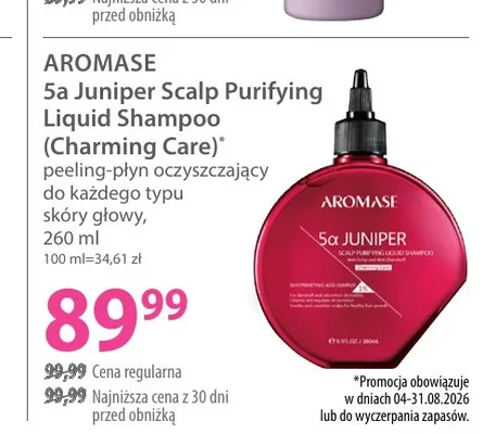 Peeling-płyn oczyszczający do każdego typu skóry głowy Aromase 5a Juniper Scalp Purifying Liquid Shampoo promocja w Hebe