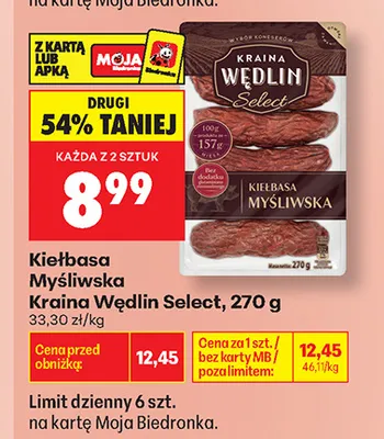 Kiełbasa Myśliwska Kraina Wędlin Select promocja w Biedronka
