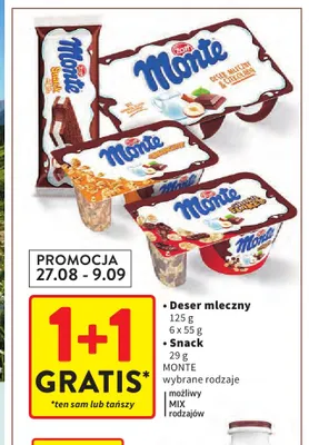 Deser mleczny Monte promocja w Intermarche
