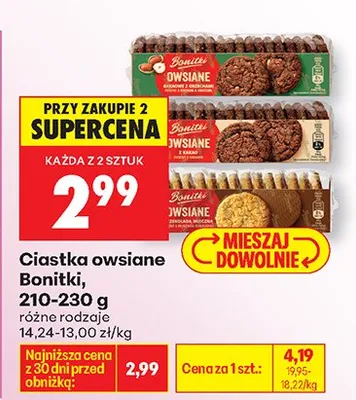 Ciastka owsiane różne rodzaje promocja w Biedronka