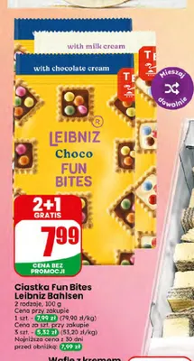 Ciastka Choco Fun Bites Leibniz Bahlsen z kremem mlecznym promocja w Dino
