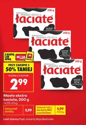 Masło ekstra Łaciate promocja w Biedronka