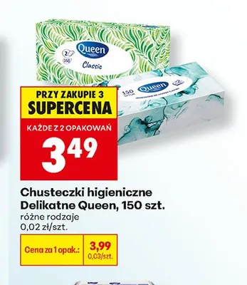 Chusteczki higieniczne Delikatne Queen promocja w Biedronka