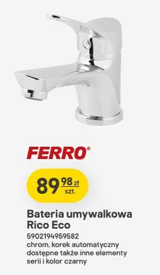 Bateria umywalkowa Rico Eco chrom korek automatyczny promocja w Castorama
