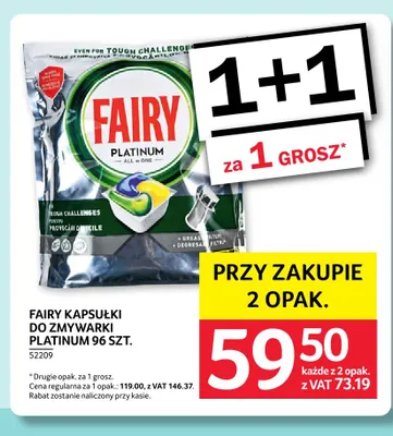 Kapsułki do zmywarki Fairy Platinum promocja w Selgros