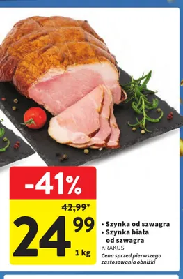 Szynka biała od szwagra Krakus promocja w Intermarche