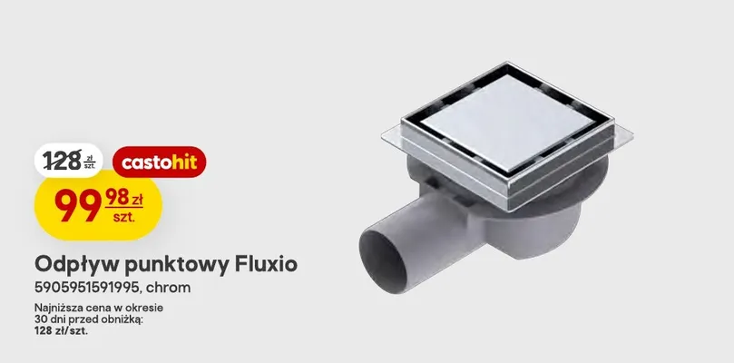 Odpływ punktowy Fluxio chrom promocja w Castorama