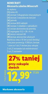Zestaw akcesoriów szkolnych Minecraft promocja w Lidl