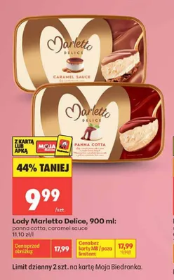 Lody Marletto Delice Panna Cotta promocja w Biedronka