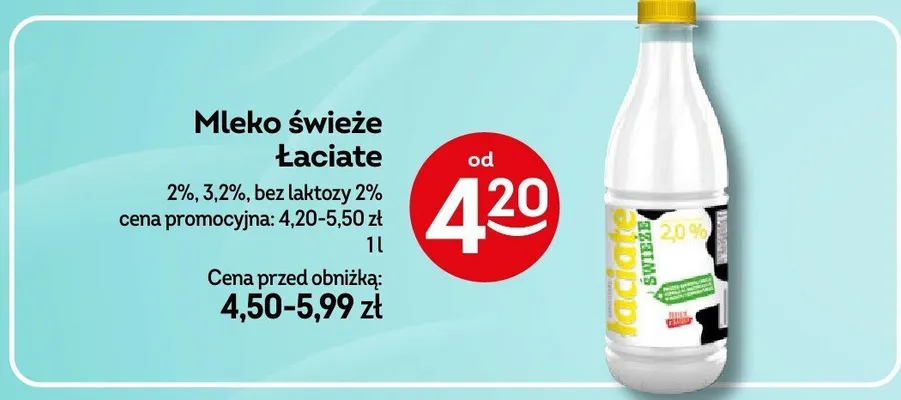 Mleko świeże Łaciate 2% promocja w Żabka