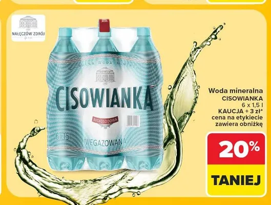 Woda mineralna Cisowianka niegazowana 6-pak 1,5 l promocja w Carrefour Market
