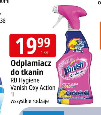 Odplamiacz do tkanin Vanish Oxi Action promocja w Leclerc