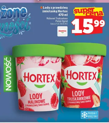 Lody z prawdziwą śmietanką truskawkowe Hortex promocja w TOPAZ