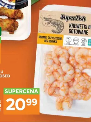 Krewetki białe Vannamei gotowane SuperFish promocja w Stokrotka