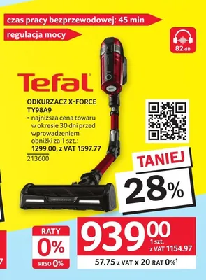 Odkurzacz pionowy Tefal X-Force TY98A9 promocja w Selgros