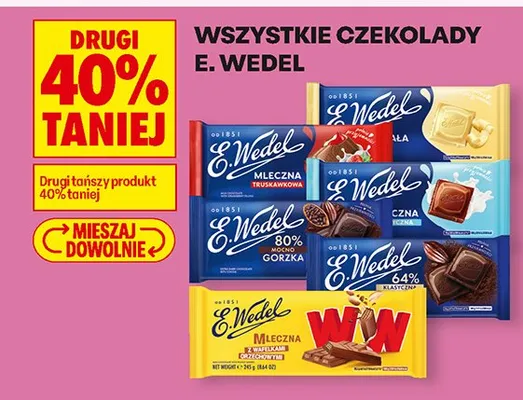 Wszystkie czekolady E.Wedel DRUGA -40% promocja w Biedronka
