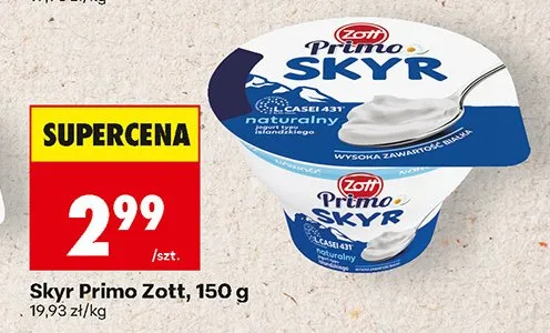 Jogurt Skyr Primo Zott promocja w Biedronka